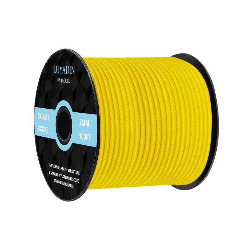 LUYADIN Paracord 240lb - Diameter 2mm Micro Utility Cord -3 Strand Parachute Spool Cord - 100ft 200ft,Paracord for Camping,Hiking,Fishing,Outdoor and DIY - Image 1